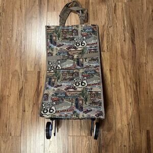 Jade - ROUTE 66 Roller Travel Shopping Bag Foldable Wheels Zips Carry on Luggage